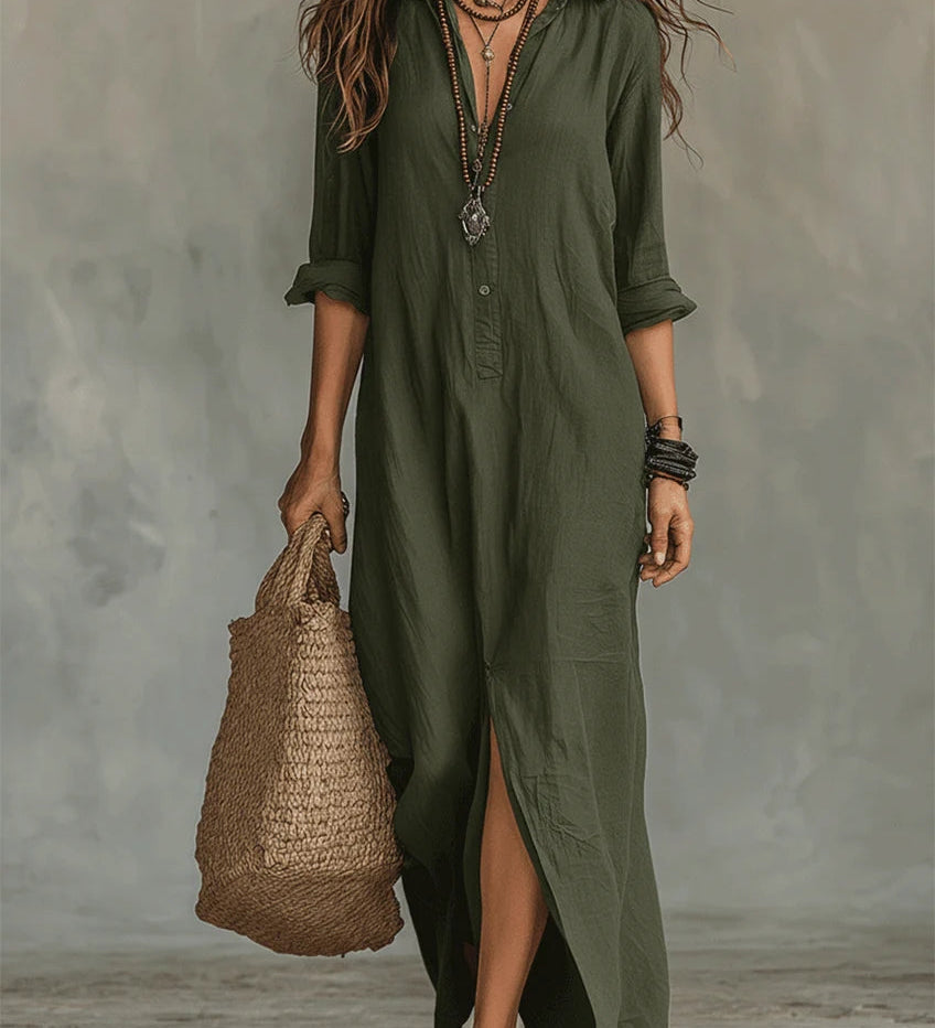 Soline | Musta rento nappiyksityiskohtainen maksimekko