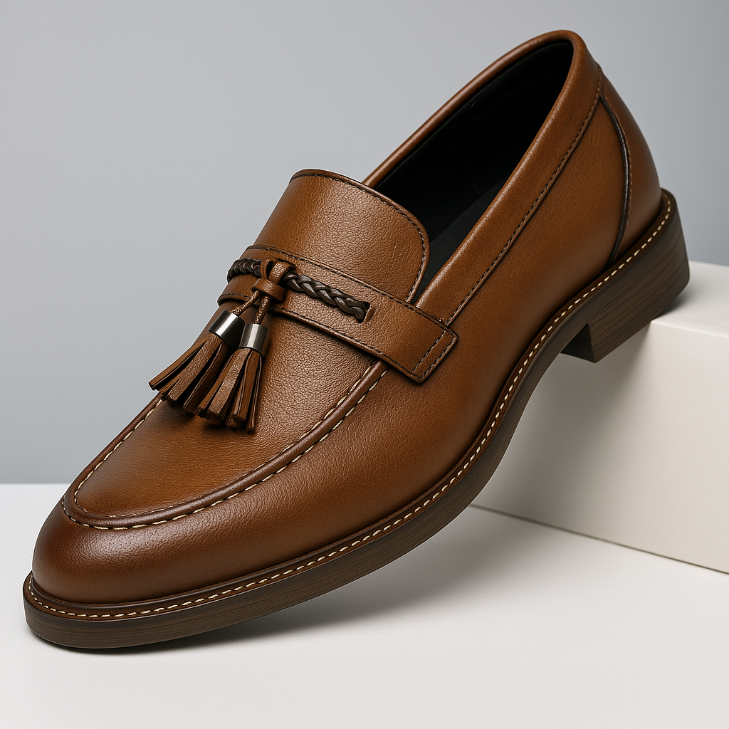 Nahkaiset loaferit, joissa tupsut