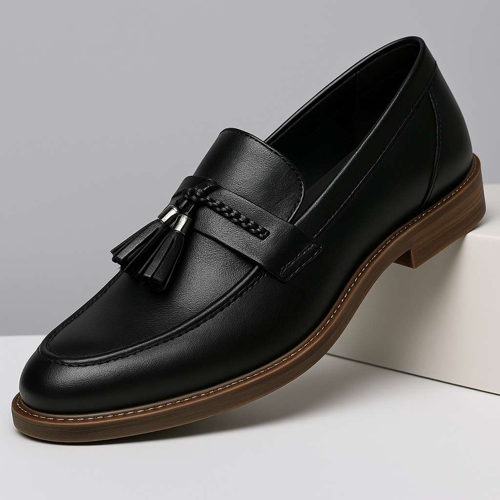 Nahkaiset loaferit, joissa tupsut