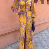 Gregoria™ | Vestido Largo Floral con Escote Pronunciado
