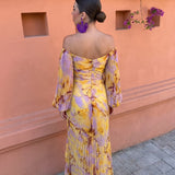 Gregoria™ | Vestido Largo Floral con Escote Pronunciado