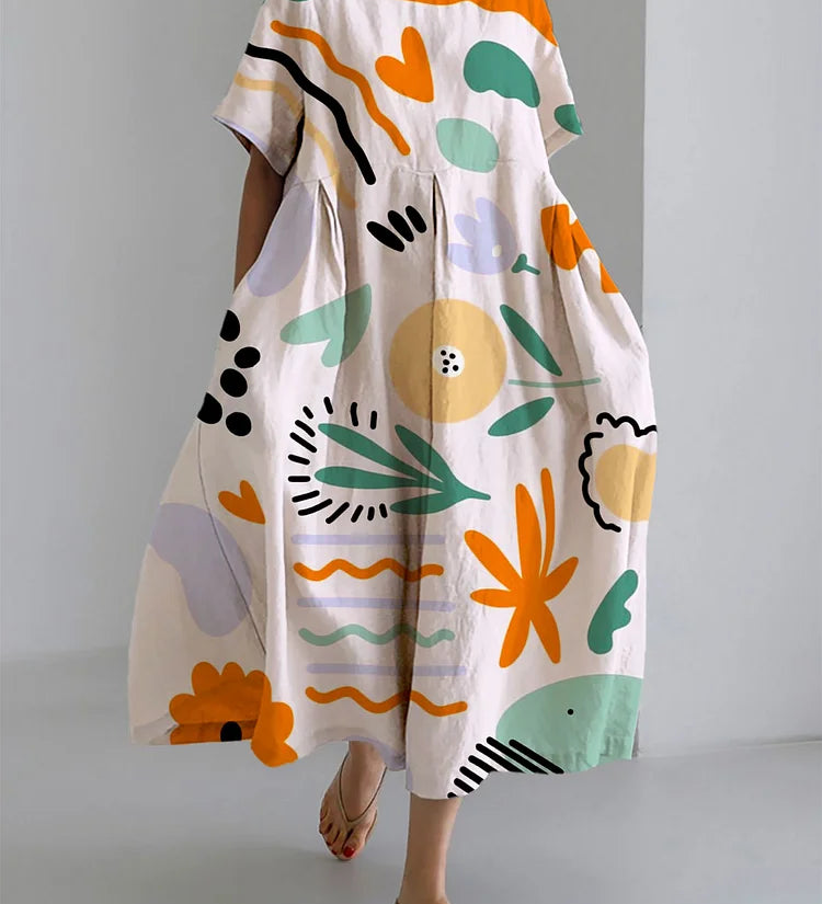 Melisa™ | Vaaleanpunainen kukkakuvioinen väljä mekko