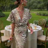 Higinia™ | Vestido Midi Estampado Tonos Cobre