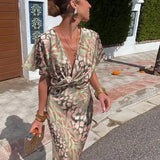 Higinia™ | Vestido Midi Estampado Tonos Cobre