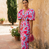 Carla™ | Vestido Midi Floral con Mangas Abullonadas