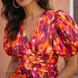 Carla™ | Vestido Midi Floral con Mangas Abullonadas